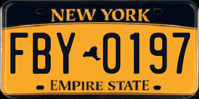 NY license plate FBY0197