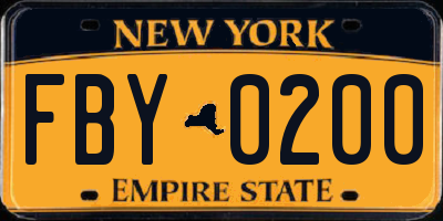 NY license plate FBY0200