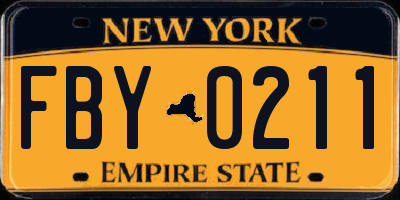 NY license plate FBY0211