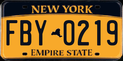 NY license plate FBY0219