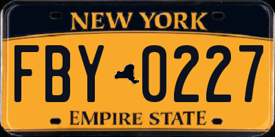 NY license plate FBY0227