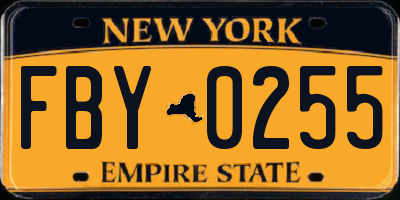 NY license plate FBY0255