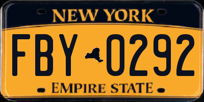 NY license plate FBY0292
