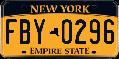 NY license plate FBY0296