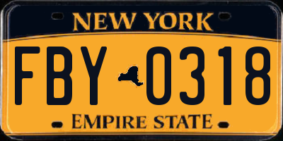 NY license plate FBY0318