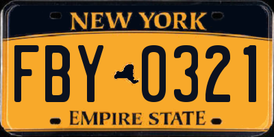NY license plate FBY0321