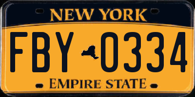 NY license plate FBY0334