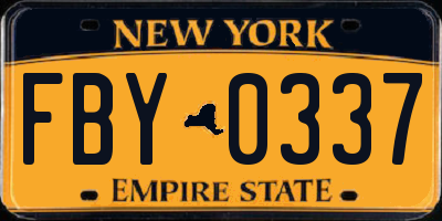 NY license plate FBY0337