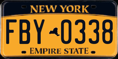 NY license plate FBY0338