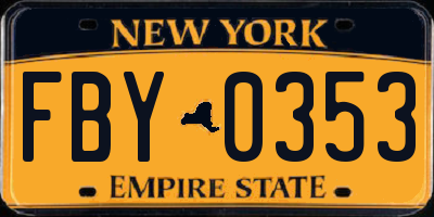 NY license plate FBY0353