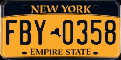 NY license plate FBY0358