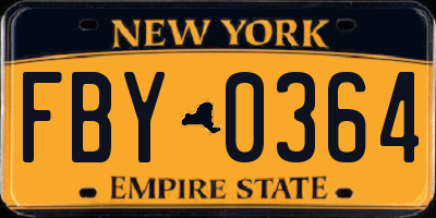 NY license plate FBY0364