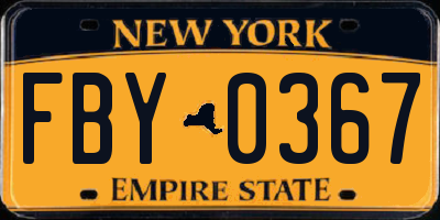 NY license plate FBY0367