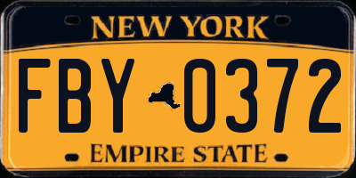 NY license plate FBY0372