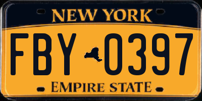NY license plate FBY0397