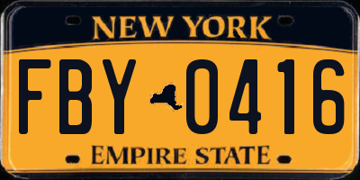 NY license plate FBY0416