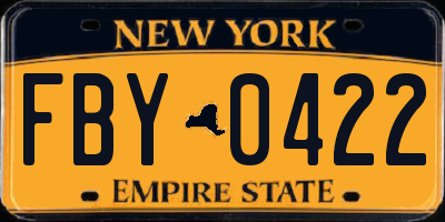 NY license plate FBY0422