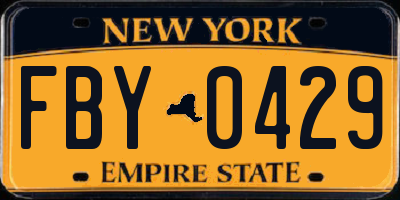 NY license plate FBY0429