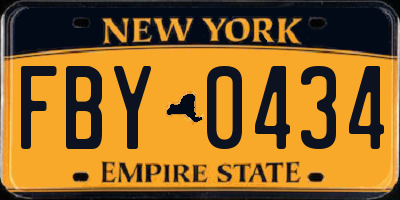 NY license plate FBY0434