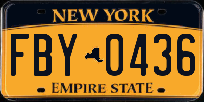 NY license plate FBY0436