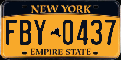NY license plate FBY0437