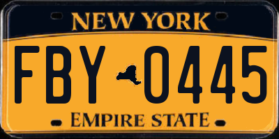 NY license plate FBY0445