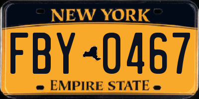 NY license plate FBY0467