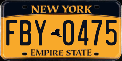 NY license plate FBY0475