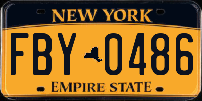 NY license plate FBY0486