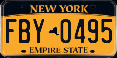 NY license plate FBY0495