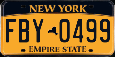 NY license plate FBY0499