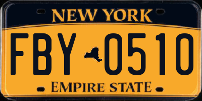NY license plate FBY0510
