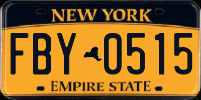 NY license plate FBY0515