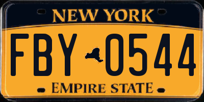 NY license plate FBY0544