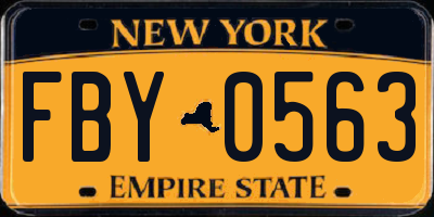NY license plate FBY0563