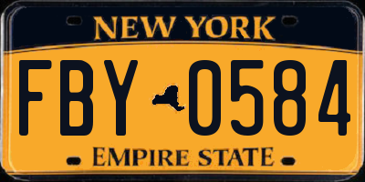 NY license plate FBY0584