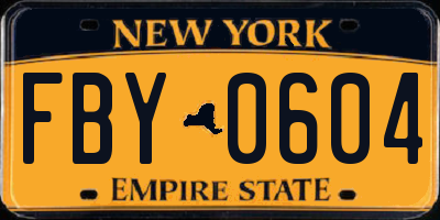NY license plate FBY0604