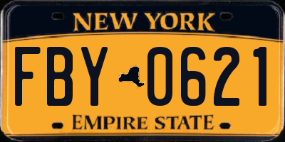 NY license plate FBY0621