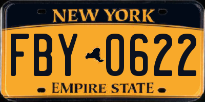 NY license plate FBY0622