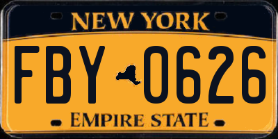 NY license plate FBY0626