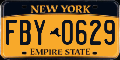 NY license plate FBY0629
