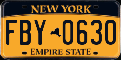 NY license plate FBY0630
