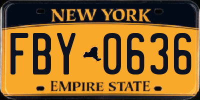 NY license plate FBY0636