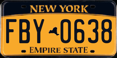 NY license plate FBY0638