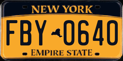 NY license plate FBY0640