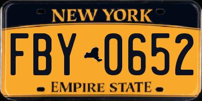 NY license plate FBY0652