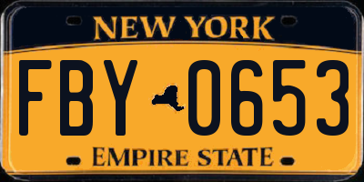 NY license plate FBY0653