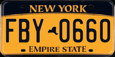 NY license plate FBY0660