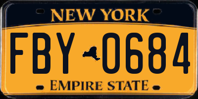 NY license plate FBY0684