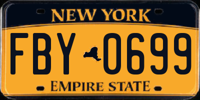 NY license plate FBY0699